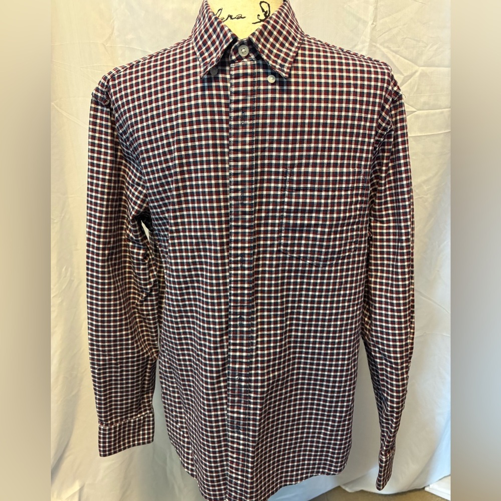 Sonoma Men's Burgundy, Navy & White Check Button-Down Shirt